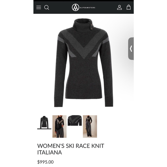 New Women's Alps & Meters Sweater XS Charcoal Gray Merino Wool & Cashmere $995